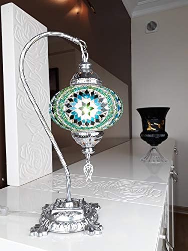 Demmex 2019 Turkish Mosaic Mosaic Lâmpada com plugue e soquete dos EUA, lâmpada noturna de mesa de cabeceira à mão na mesa, lâmpada