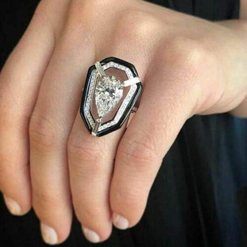 Moda 925 jóias de prata Topázios brancos Mulheres do casamento Ring Sz 6-10