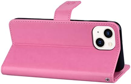 Gyhoya Compatível com o iPhone 13 Case Glitter Glitter elegante coruja de cristal com pulso Strap Kickstand Magnetic Leather
