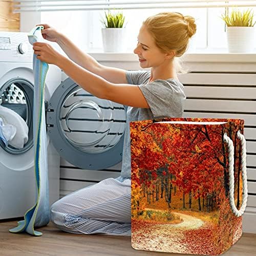 Outono outono laranja natura lavanderia cesto embutido de forro com suportes destacáveis ​​cesto de lavanderia com alças