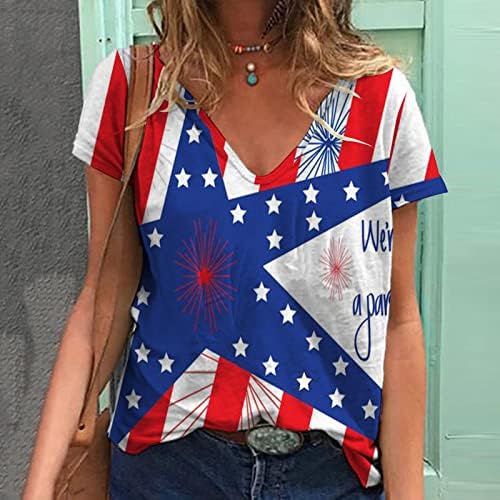 Camisa para mulheres vintage USA Patriótica camiseta de verão Casual Casual Manga curta Tampa Top Blusa 4 de julho Tops