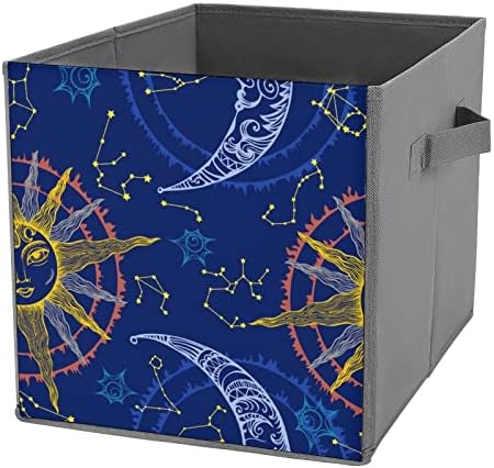 Sun Moon e Zodiac Abstract Abstract Collapsible Storage Cubes Cubos Organizer Trendy Fabric Caixas de armazenamento insere gavetas