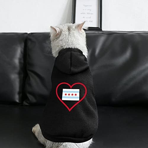 Eu amo Chicago Red Heart Heart Personalizado Capuz de cães macios e aconchegam roupas de estimação respiráveis ​​com chapéu
