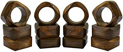 Ajuny Conjunto de 12 anéis de guardanapo decorativos de madeira para a decoração da mesa de jantar de 1,5 polegada