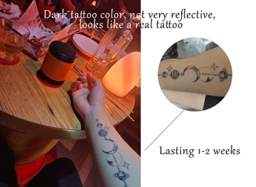 Tatuagem semi -permanente, 8 folhas 2 semanas de tatuagem semi -carta, tatuagem temporária pequena e fofa para homens e mulheres, tatuagem transversal temporária, tatuagens realistas duradouras para adultos adesivos para adultos