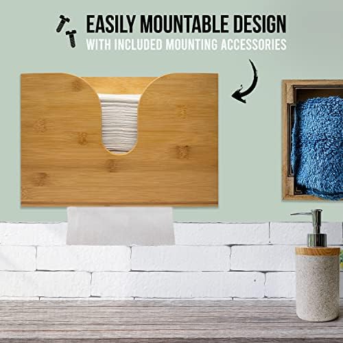 Dispensador de toalha de papel de bambu, suporte de parede de suporte de papel e bancada para decoração de cozinha e