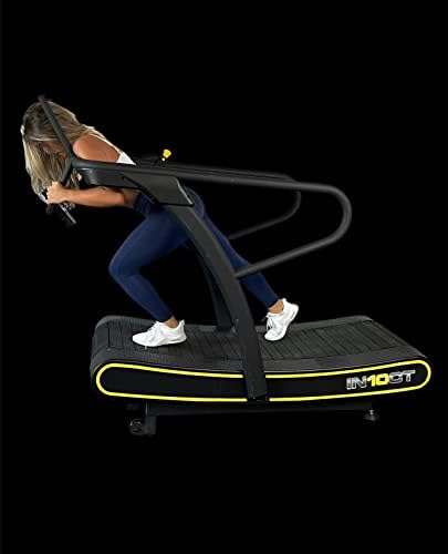 IN10CT Resistance Runner Manual Curved Wide Treadmill, 10 níveis de resistência magnética, máquina de corrida para caminhada para