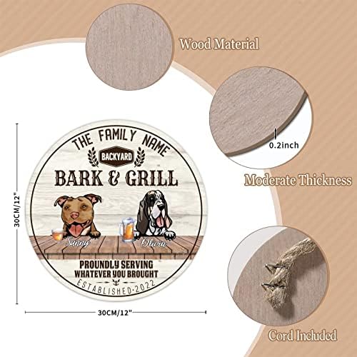 Alioyoit engraçado cachorro cão de madeira signo de paletes de placa e churrasqueira tábua de madeira redonda personalizada