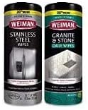 Weiman Aço inoxidável e toalhetes de granito - Mantenha os aparelhos brilhando e proteja as bancadas com a fórmula neutra de pH