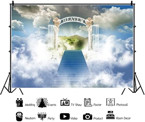 Oerju 20x10ft cenários do céu para escada fotográfica para o céu paraíso portão nuvens de fundo o céu enviado para o chá