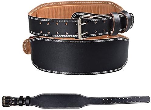 Cinturão de levantamento de peso de couro genuíno esportivo confortável e durável e ajustável com fivela para homens e mulheres lombares