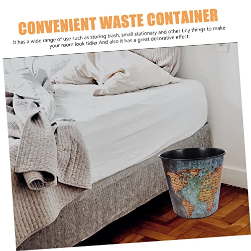 Alipis mapa lixo pode desperdiçar papel bin retro lixo pode lixo lixo mini recipientes redondos lixo lixo lata para escritório lixo prático pode mesa lixo pode mini recipiente de lixo vintage pu