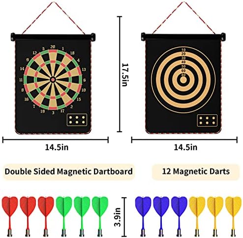 Placa de dardo magnético Mixi para crianças, jogos de brinquedos ao ar livre jogos de tiro de dupla face para meninos com 12