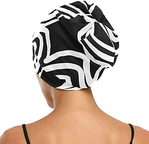 Skull Cap boné de tampa do sono para chapéu de capuz para mulheres pretas brancas listrada boné de dormir chapéu de cabelo