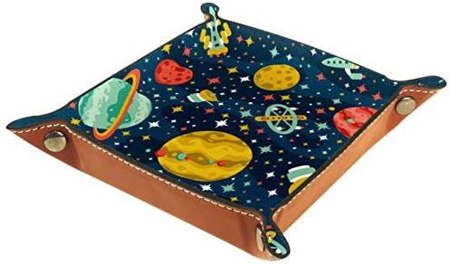 Lyetny Cartoon Space Rocket Planet Stars Sky Organizer Bandejas Caixa de armazenamento Caddy Caddy Desktop Alteração da carteira