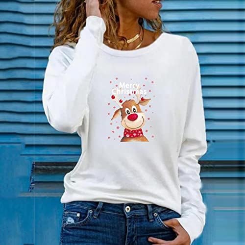 Mulheres de molete de tamanho grande Feliz Natal Bloushs Woy Warm Geral Cute Fall Tops para mulheres