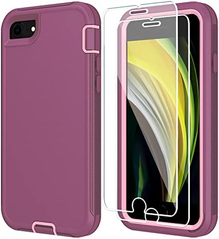 ONOLA para iPhone SE 2022 Case, iPhone SE 2020 com protetor de tela de vidro temperado [2 pacotes] Capa à prova de pó para iPhone