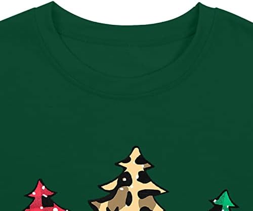 Feliz Natal Sweatshirt for Women Christmas Plaid Leopard Tree Print Blouse Blouse Shirts Holiday Tops Tops
