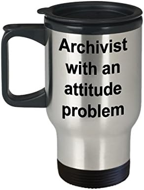 Caneca de viagem arquivista - Presentes de arquivamento, acessórios - arquivista com um problema de atitude - 14 oz de aço inoxidável