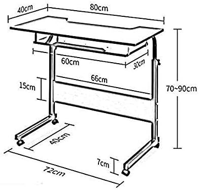 Ghghf Computer Desk mesas dobráveis, suporte para laptop Rodas de mesa de computador ajustável Sofá lateral portátil Hospital Reading