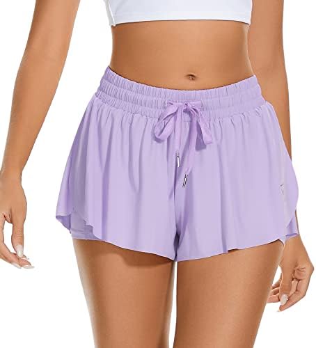 Womens 2 em 1 shorts esportivos esquisitos que executam saias de borboleta shorts shorts de sworts de spandex