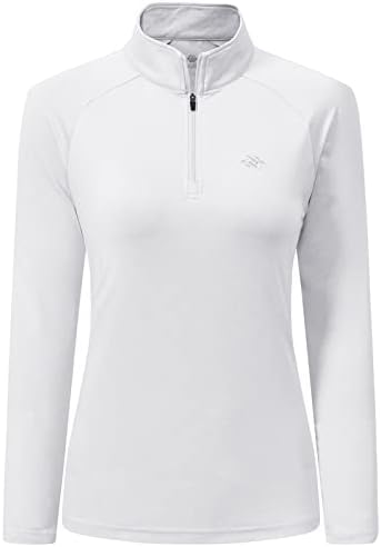 Jinshi Womens Golf Polo Camisetas, camisas de zíper de manga comprida, respirável para baixo de proteção solar rápida.