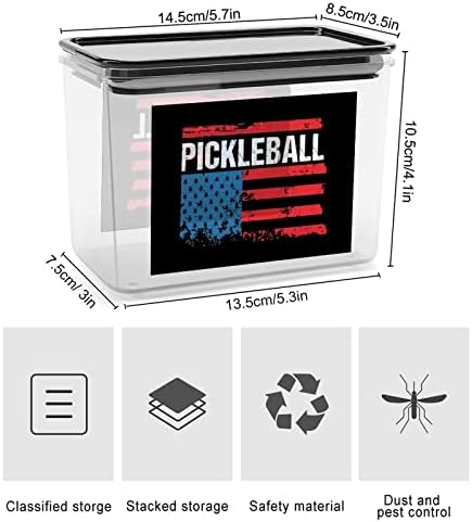 A American Flag Pickleball Storage Box Plastic Food Organizer Recursters com tampa para cozinha