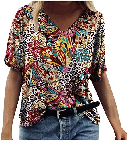 Tshirts femininos Casual Casual Tirador de tio de tinta redonda Blusa de manga curta Verão Verão Pintura a óleo vintage T-shirt