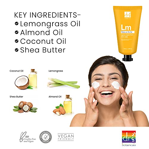 Dr. Botanicals Lemon Body Butter Superfood para rosto, mãos e corpo com manteiga de karité, óleo de amêndoa, óleo de coco