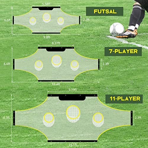 Vancl Soccer Goal Target Training Nets Com 7 Zonas de pontuação amarela destacadas Equipamentos de treinamento portáteis para filmar