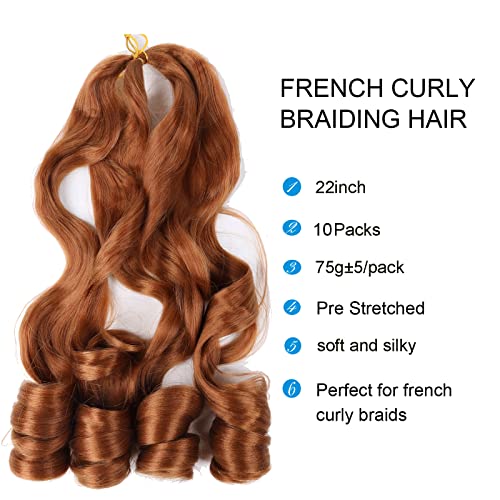 Melinka 10 Pacote Francês Cabelo cacheado Cabelo pré -esticado Francês Curl Sixiding Hair 22 polegadas Soldições de