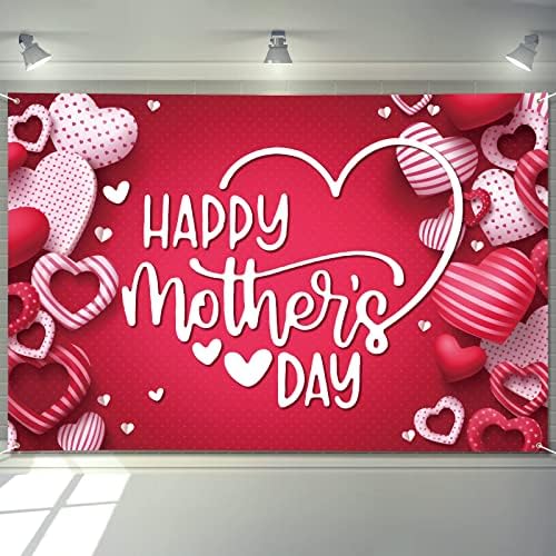 Banner de decorações do dia das mães arosche 72 x 48 Feliz dia das mães do dia das mães Coração de fotografia vermelha de