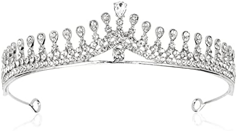 Jaciya Rhinestone Tiara for Women Silver Crowns Crystal Bridal Head Band Girls Hair Acessórios para Cosplay de aniversário