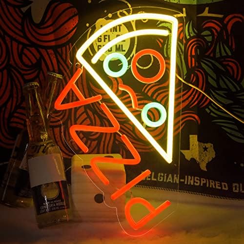 Pizza de pizza Attneon Sinal de néon, decoração de pizzaria Luz de neon, luz de parede para loja de hotéis de cozinha janela de festa da loja, atmosfera de atmosfera de USB Luz para presente de abertura, tamanho 14,6*8,3 polegadas