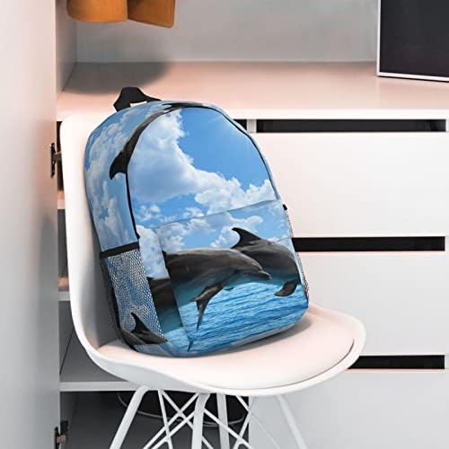 Mochila PSVOD Dois golfinhos, laptop casual unissex Backpack, mochila da faculdade, viagens, trabalho e escola