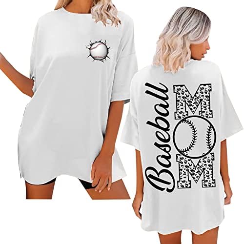 Camisetas gráficas de grandes dimensões para mulheres, cartas gráficas de manga curta o pescoço de verão tops femininos tops