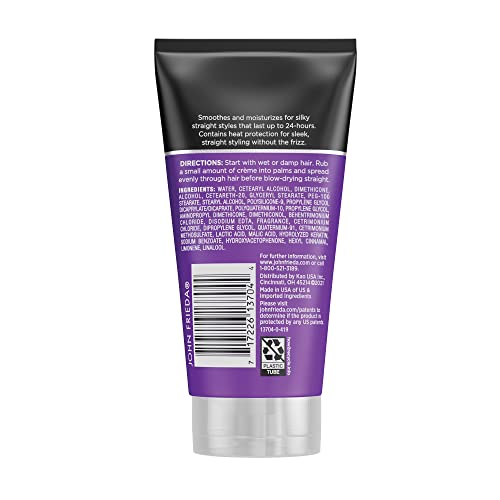 John Frieda Anti Frizz, Creme de Fixação de Frizz de Frizz, Produto de cabelo liso para cabelos lisos, sedosos e sem frescura,