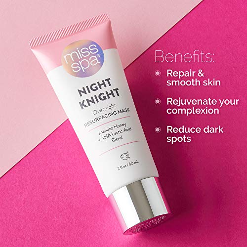 Miss Spa Night Knight Overnight Reaurfacing Face Mask for Women, Hydroxy Acid, Anti-Inflamatório, 2 oz.
