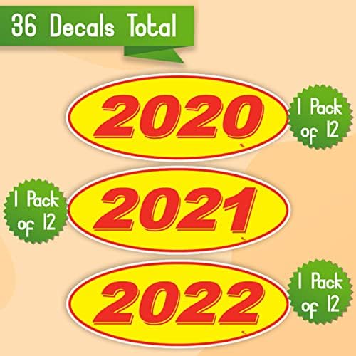 Tags versa 2020 2021 e 2022 Modelo oval Ano de carros Adesivos de janela de carros com orgulho fabricados nos EUA VERSA Oval Modelo Windshield Ano de Ano é amarelo e vermelho de cor vêm doze por ano