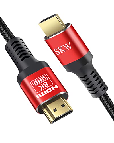 SKW HDMI 2.1 Cabo de 20 pés, 48 ​​Gbps 8K Ultra de alta velocidade o cabo de alta velocidade suporta 8k@60Hz, 4K@120Hz 144Hz, DTS: X, HDCP 2.2 e 2.3, EARC, HDR 10 Compatível com TV Monitor Xbox PS5/4 Blu-ray