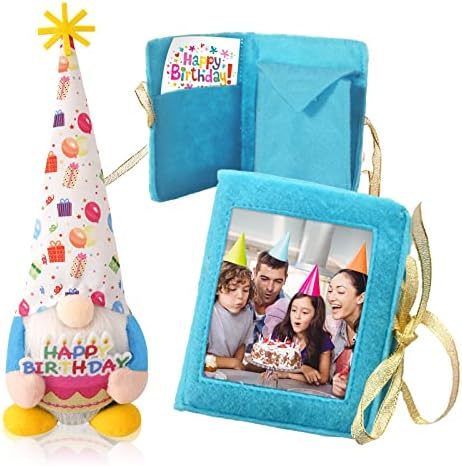 Gnomos de aniversário Fazenda Feliz Aniversário Presentes de aniversário luxuosos com azul bolsa fotográfica bolsa