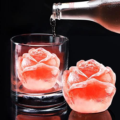 Molde de cubo de gelo de Cuaibb, cubos de gelo de uísque em forma de rosa, molde de cubo de gelo personalizado de cubo de silicone, molde de cubo de gelo, molde de silicone para cozinhar moldes de chocolate - rosa verde