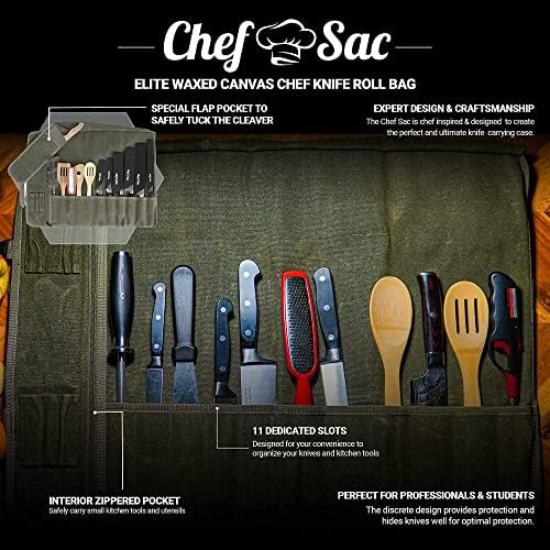 Chef Sac Elite Chef Saco de rolos de faca com guardas de faca de 10 pacotes incluídos