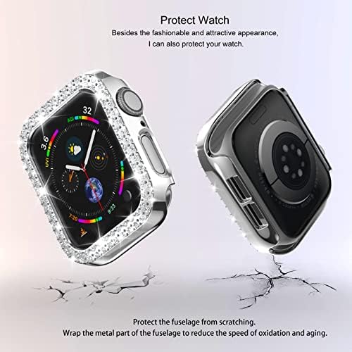 Caixa RC-Z Bling para Apple Watch Series 7/Série 8 45mm, Bling Bling Diamonds Diamonds Diamantes Diamantes Diamantes Rostrone Proteção Cover Substituição para Iwatch Series 7/Série 8 45mm Mulheres