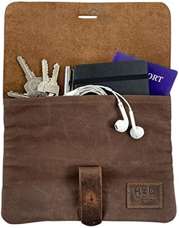 Hide & Drink, bolsa diária feita à mão de couro de grão completo e lona encerada - bolsa durável, elegante e fina para