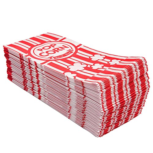 Bekith 200 peças Papcorn Bags para festa de cinema e noite de teatro, mangas de papel de 1 oz em design vermelho/branco nostálgico