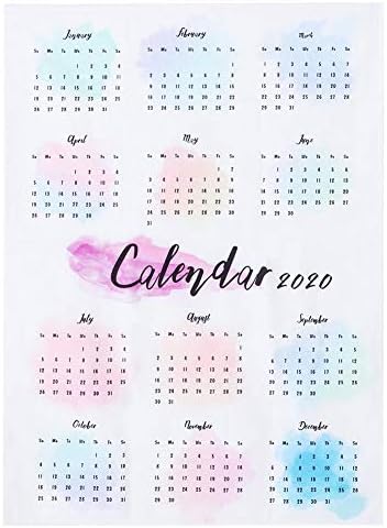 2020 Padrão de impressão em aquarela do calendário de parede colorido