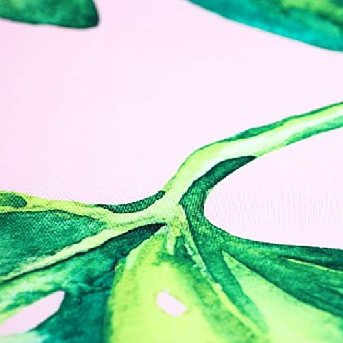 Cortina de chuveiro de folhas de palmeira de Housadora, estampa de planta tropical verde no projeto de cortina de chuveiro rosa, cortina