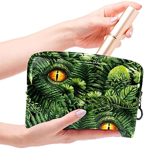 Dinasour Tropical Green Makeup Bag Zipper Bolsa Travel Organizador cosmético para mulheres e meninas