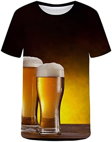 Camisas de grife para homens 3D de impressão de cerveja digital no pescoço redondo de manga curta Blusa de pulôver
